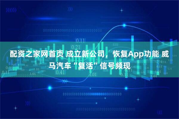 配资之家网首页 成立新公司，恢复App功能 威马汽车“复活”信号频现